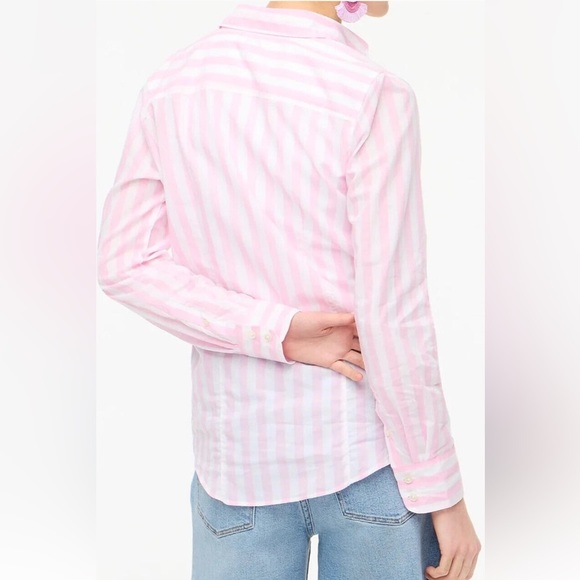 J.Crew Gingham Lightweight Button Shirt Size Medium Stripe Pink White - Picture 2 of 12
